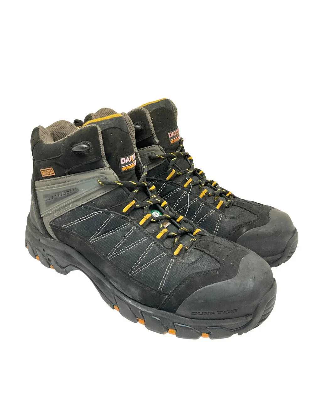 DAKOTA Men's Mid-Cut Quad Comfort Steel Toe CP Work Safety Boots Black 10.5W/L